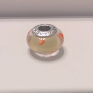 Authentic Pandora yellow orange polka dot murano
